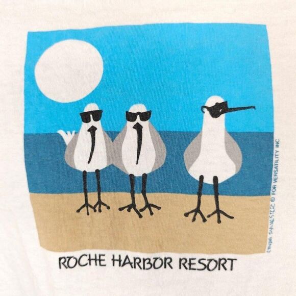 Vintage Roche Harbor Resort Crop Top T Shirt Mens Size Large White Washington - Picture 2 of 7